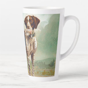 Hunter dog with bird in mouth latte mug