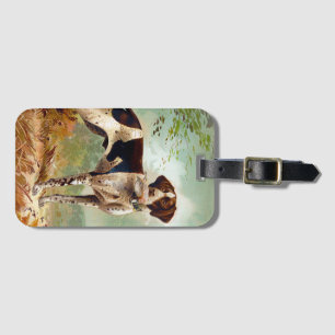 Hunter dog with bird in mouth luggage tag
