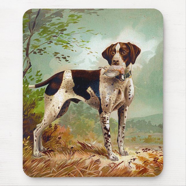 Hunter dog with bird in mouth mouse pad (Front)