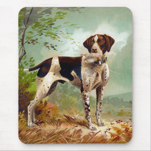 Hunter dog with bird in mouth mouse pad