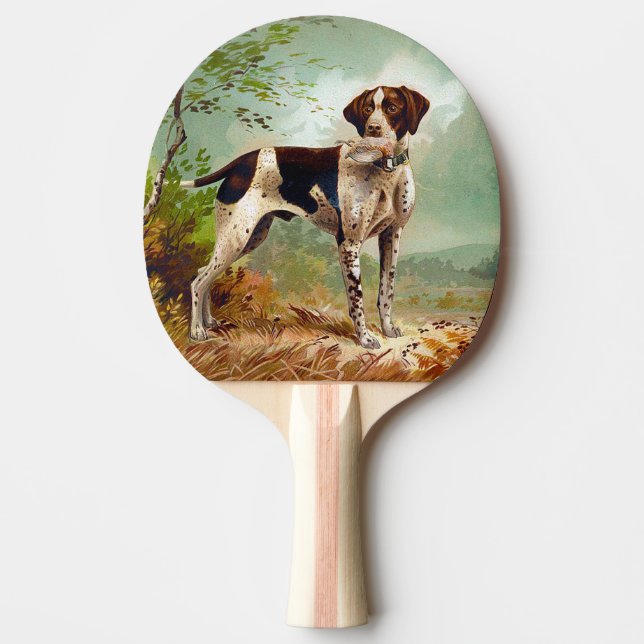 Hunter dog with bird in mouth ping pong paddle (Front)