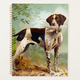 Hunter dog with bird in mouth planner