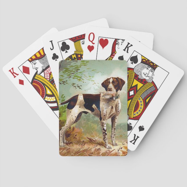 Hunter dog with bird in mouth playing cards (Back)
