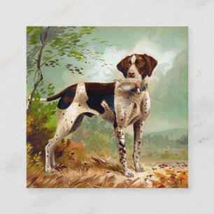 Hunter dog with bird in mouth square business card