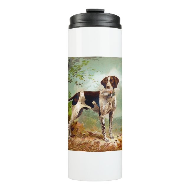 Hunter dog with bird in mouth thermal tumbler (Front)