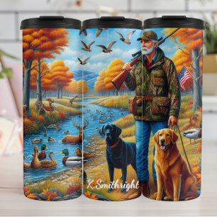 Hunter Dogs Autumn River Scene Thermal Tumbler