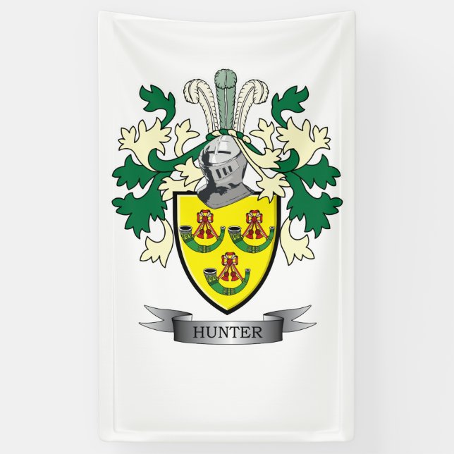 Hunter Family Crest Coat of Arms Banner (Vertical)