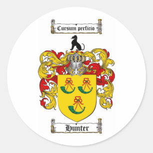 HUNTER FAMILY CREST -  HUNTER COAT OF ARMS CLASSIC ROUND STICKER