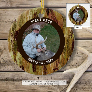 Hunter FIRST DEER Photo Camouflage Commemorative Ceramic Ornament