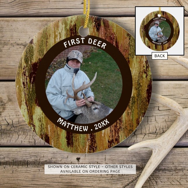 Hunter FIRST DEER Photo Camouflage Commemorative Ceramic Ornament (Creator Uploaded)