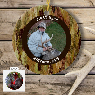 Hunter FIRST DEER Photo Camouflage Personalised Ceramic Ornament