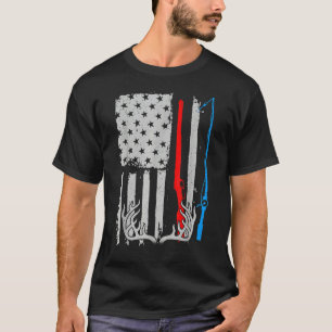 Hunter Fisher Fishing Rod Hunting Rifle American F T-Shirt