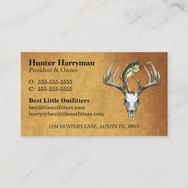 Hunter Fisherman Guide Outfitters Professional Business Card (Front)