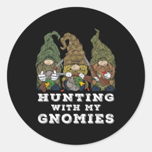 Hunter Gnomes Hunting With My Gnomies Duck Hunting Classic Round Sticker