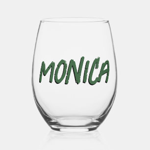Hunter Green 3D Funny Modern Name Stemless Wine Glass
