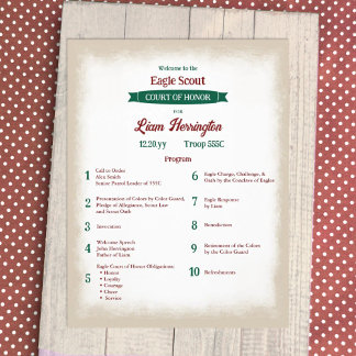 Hunter Green and Burgundy Eagle Program Flyer