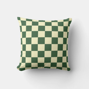 Hunter Green and Cream Chequerboard Cushion