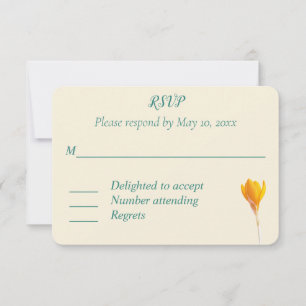 Hunter Green and Gold Floral Wedding Response Card