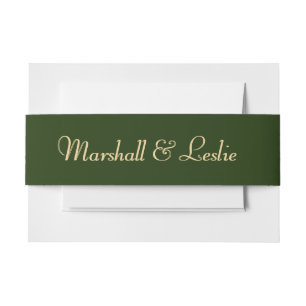 Hunter Green and Gold Invitation Belly Band