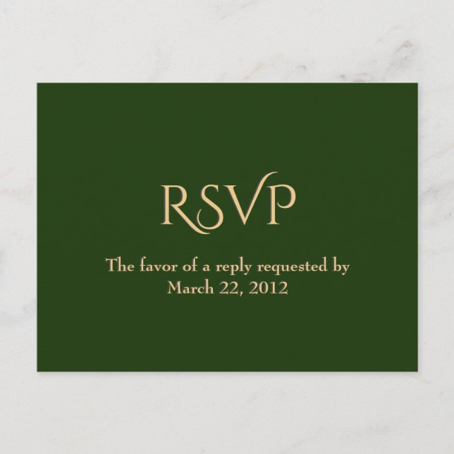 Hunter Green and Gold Menu RSVP (Front)