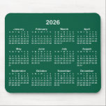 Hunter Green and White 2026 Calendar Mouse Pad<br><div class="desc">Looking for a sleek and stylish way to keep track of your days? Check out this dark green and white 2026 calendar mousepad! It makes a great gift for anyone who loves to stay organized. Plus, it's a great way to show off your personality and make your desk look unique...</div>