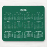 Hunter Green and White 2026 Calendar Mouse Pad<br><div class="desc">Looking for a sleek and stylish way to keep track of your days? Check out this dark green and white 2026 calendar mousepad! It makes a great gift for anyone who loves to stay organized. Plus, it's a great way to show off your personality and make your desk look unique...</div>