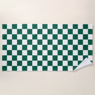Hunter Green and White Checkered Beach Towel