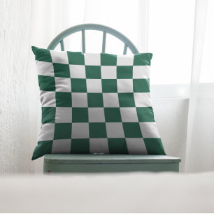 Hunter Green and White Checkered Cushion