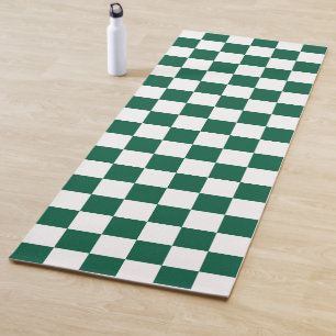 Hunter Green and White Checkered Yoga Mat