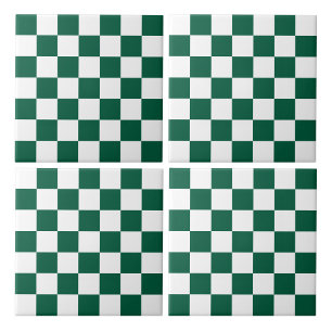 Hunter Green and White Chequered Ceramic Tile