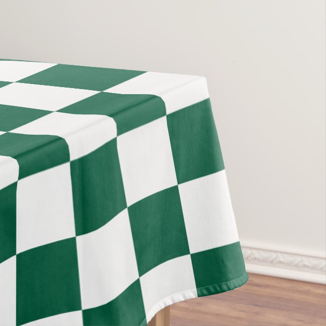 Hunter Green and White Chequered Tablecloth (In Situ)