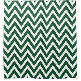 Hunter Green and White Chevron Shower Curtain