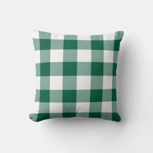Hunter Green and White Gingham Plaid Cushion