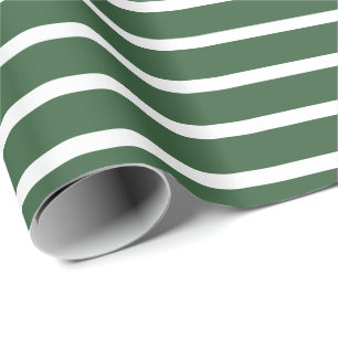 Hunter Green and White Horizontal Striped Wrapping Paper