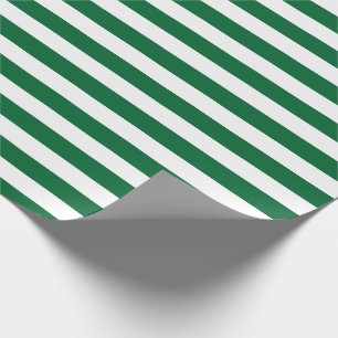 Hunter Green and White Stripes Pattern Wrapping Paper