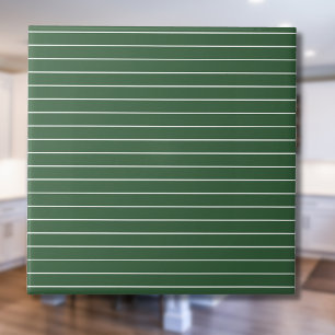 Hunter Green and White Thin Horizontal Striped Ceramic Tile