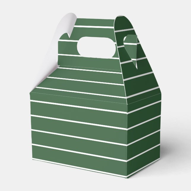 Hunter Green and White Thin Horizontal Striped Favour Box (Front Side)