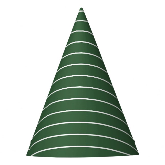 Hunter Green and White Thin Horizontal Striped Party Hat (Front)
