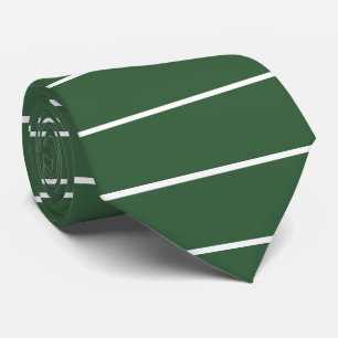Hunter Green and White Thin Horizontal Striped Tie
