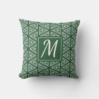 Hunter Green and White with Initial Cushion