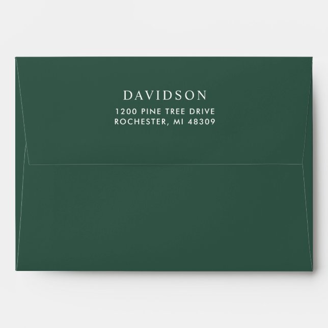 Hunter Green Black Tartan Plaid Holiday Mailing Envelope (Back (Top Flap))