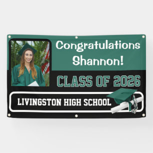 Hunter Green & Black Vinyl Graduation Banner