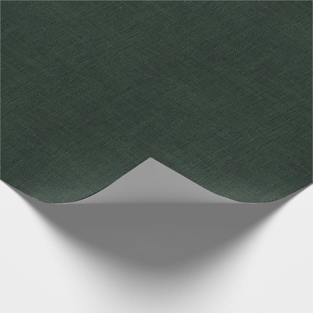 Hunter Green Burlap Texture Wrapping Paper (Corner)