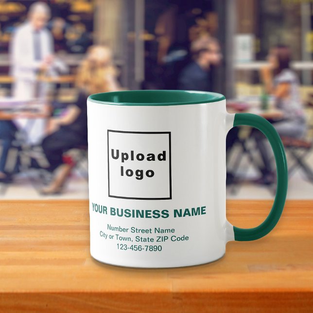 Hunter Green Business Brand Texts on Combo Mug (Build brand name awareness. Hunter green and white combo mug with your business brand.)