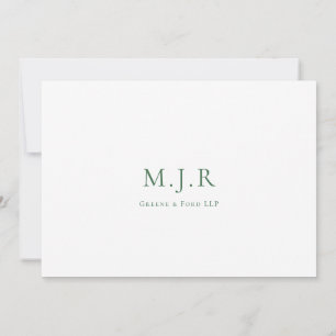 Hunter Green Business Monogram From The Desk of    Card