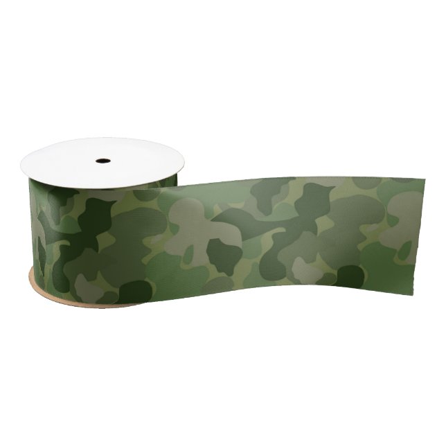 Hunter Green Camouflage Satin Ribbon (Spool)