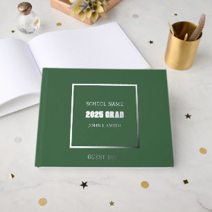 Hunter Green Colour School Graduation Guest Book