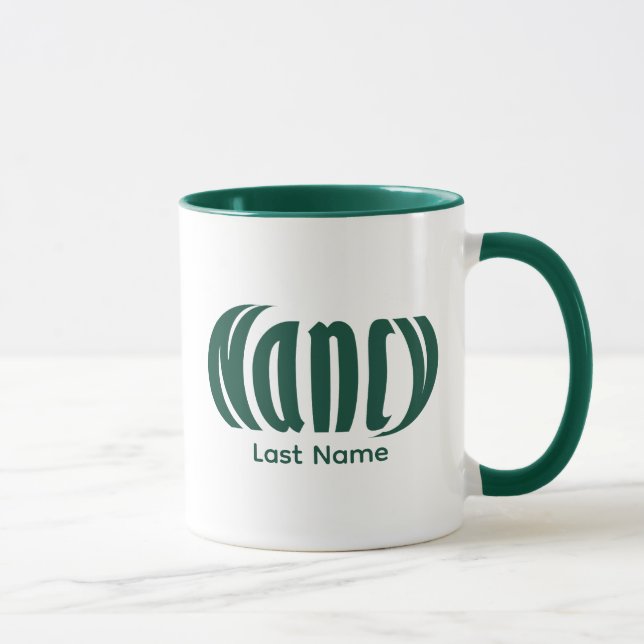 Hunter Green Elegant Personalised NANCY Mug  (Right)