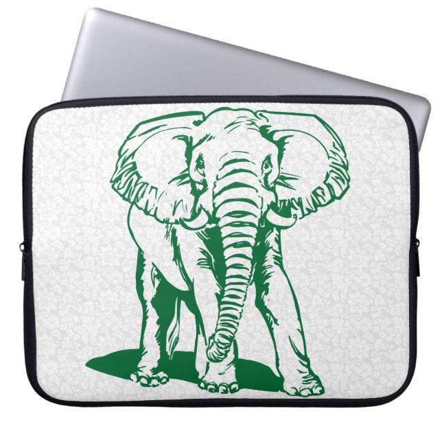 Hunter Green Elephant Line Drawing Laptop  Laptop Sleeve (Front)