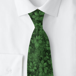 Hunter Green Floral Tie